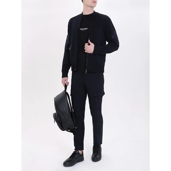 NEIL BARRETT Knit Bomber Jacket Navy Zip Front Pockets Slim Fit Long Sleeve XL - Picture 11 of 11